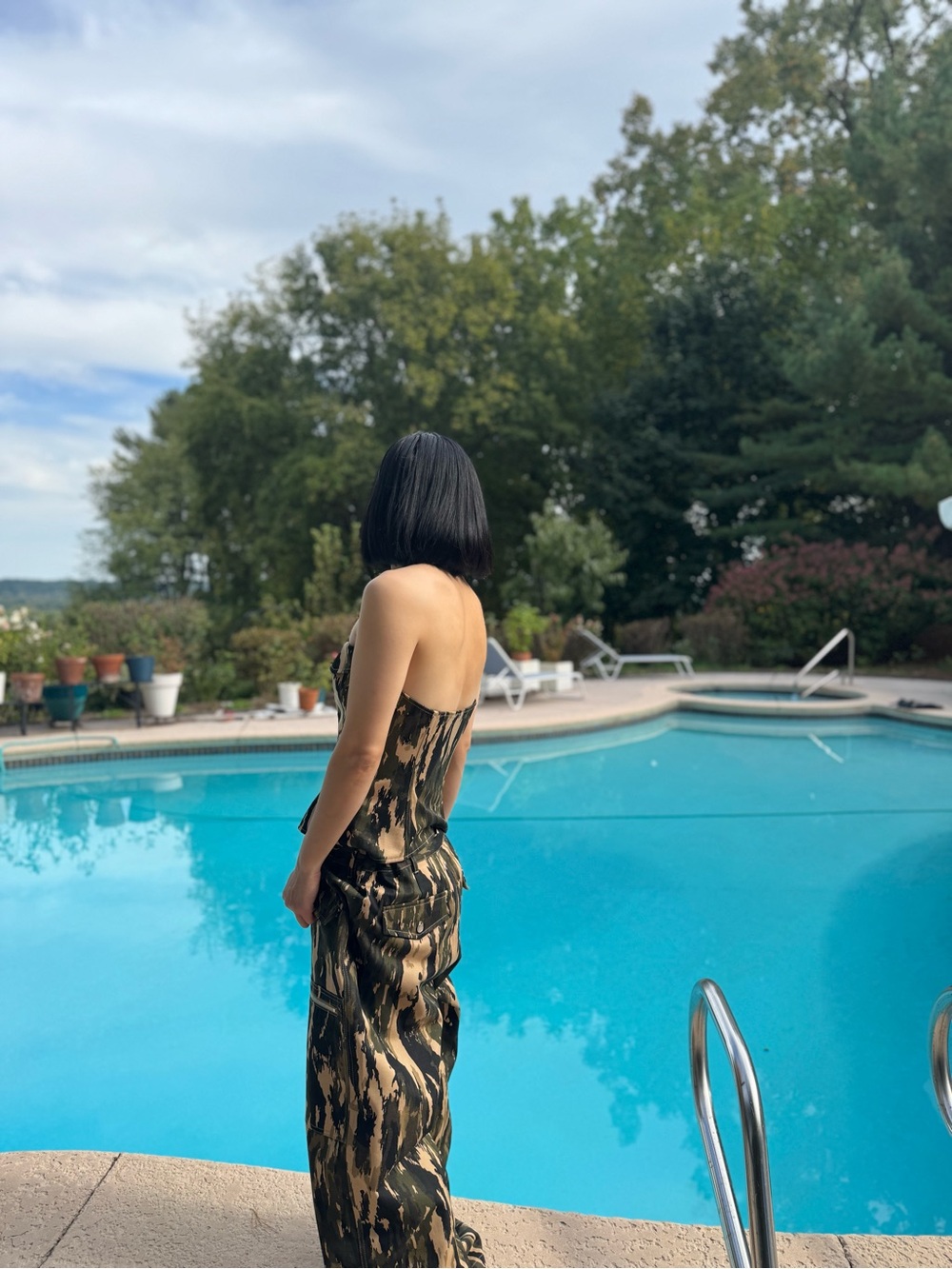 NWOT Dion Lee Strapless Camouflage Corset Top & Wide-Leg Pants Set, Size US 6 - Picture 5 of 6